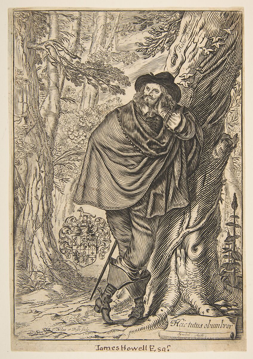 James Howell Standing in a Forest, Claude Mellan (French, Abbeville 1598–1688 Paris), Engraving of the head, collar, hat and hand by Mellan; the rest etched by Bosse. Fourth state of four (BN)