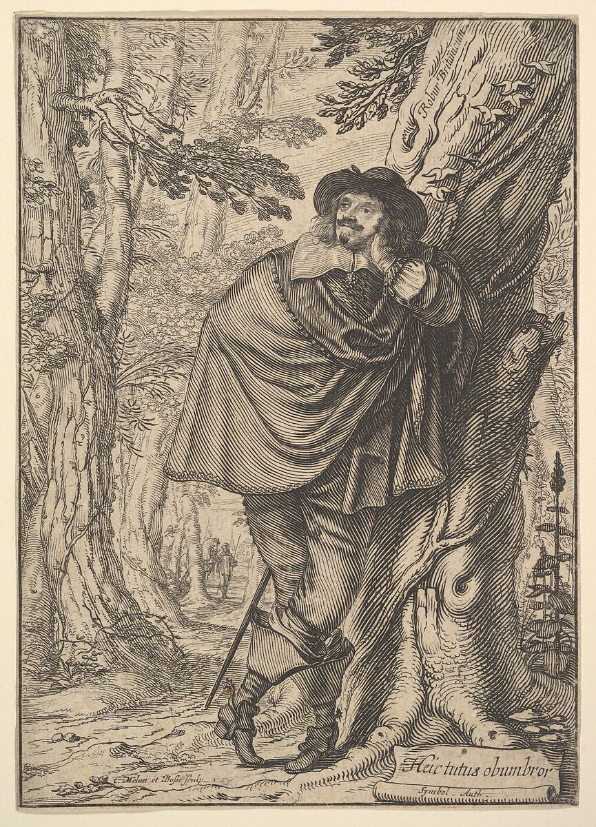 James Howel Standing in a Forest, Claude Mellan (French, Abbeville 1598–1688 Paris), Engraving of face, hat, hand and collar by Mellan; the rest by Bosse. Third state of four (BN) 