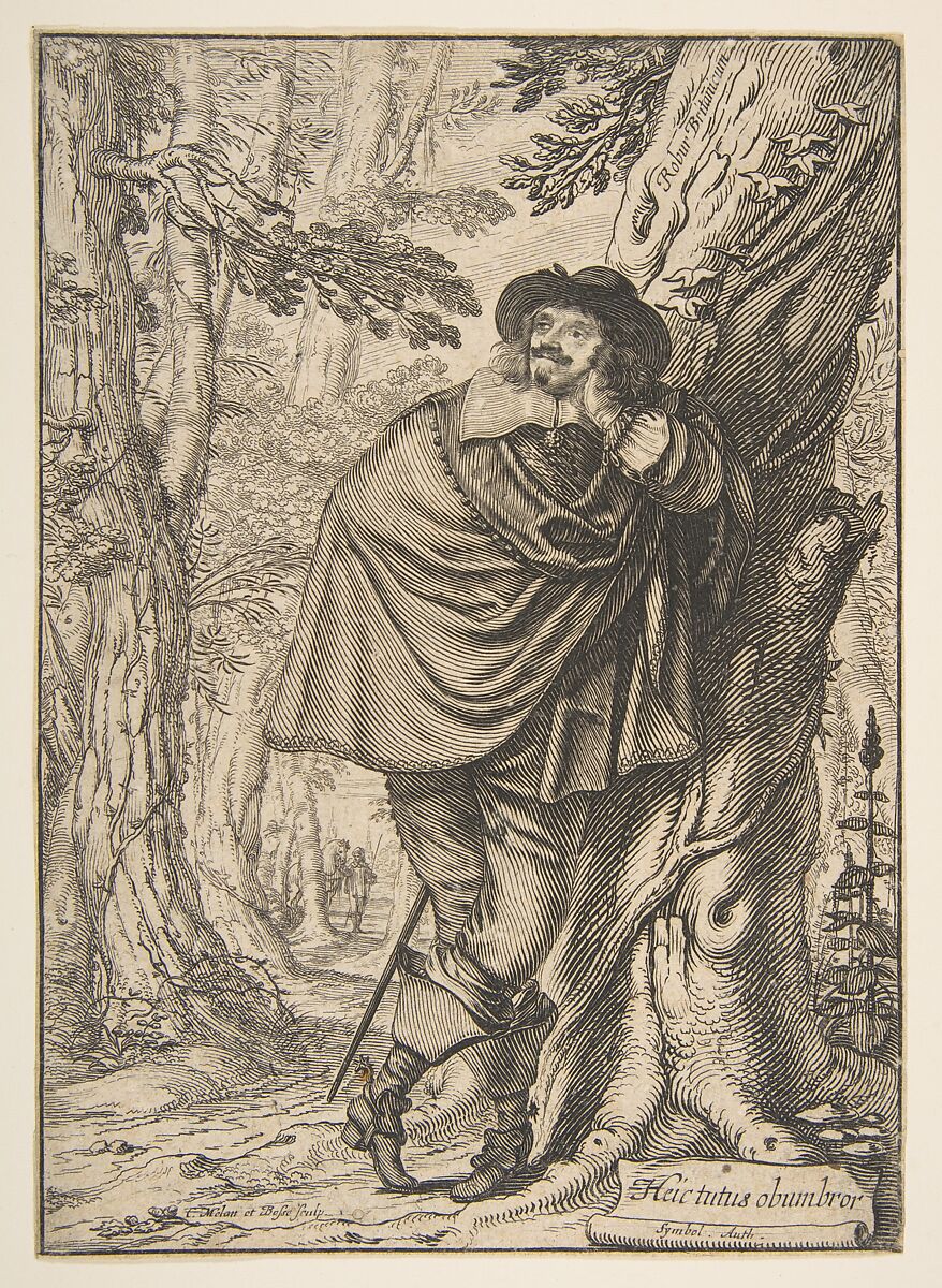 James Howel Standing in a Forest, Claude Mellan (French, Abbeville 1598–1688 Paris), Engraving of face, hat, hand and collar by Mellan; the rest by Bosse. Third state of four (BN)