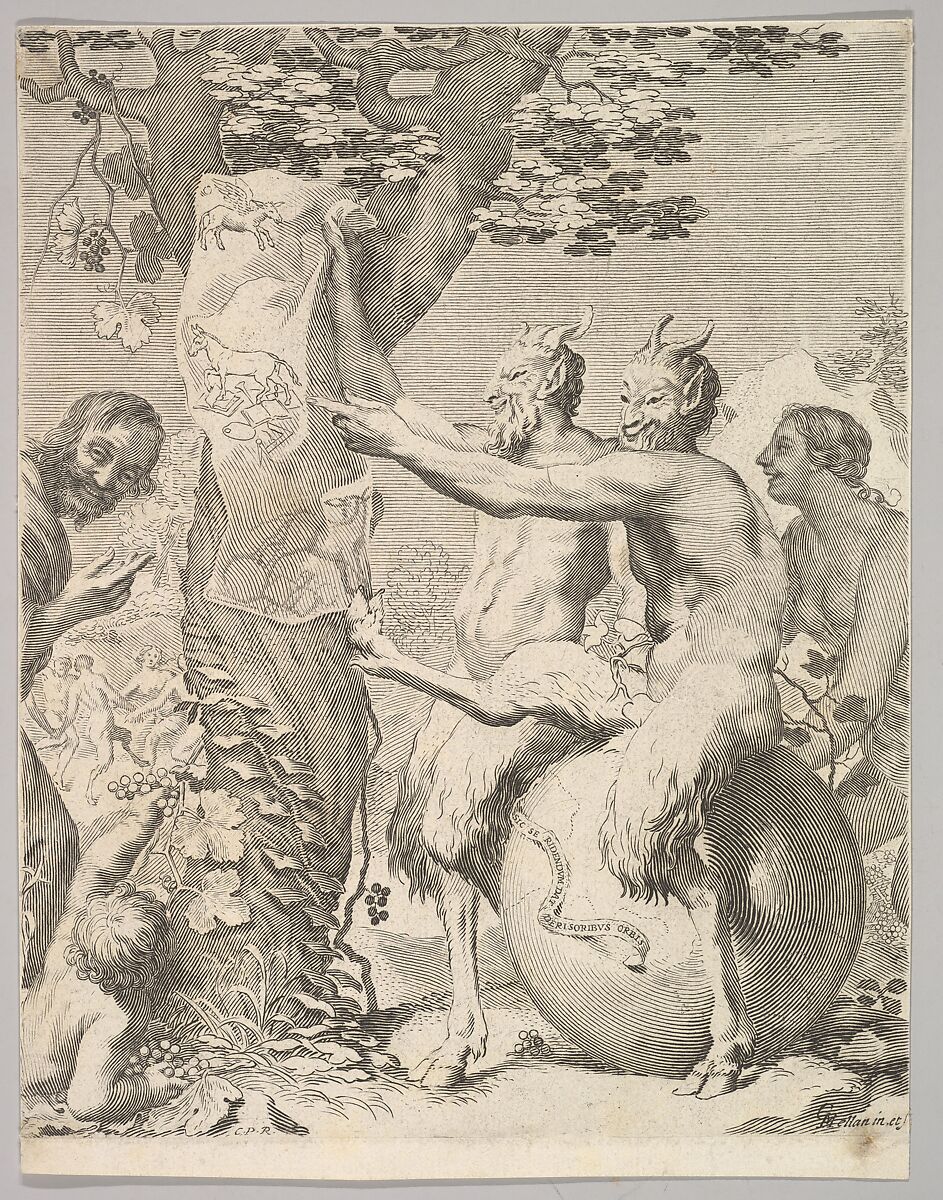 Satyrs, Claude Mellan (French, Abbeville 1598–1688 Paris), Engraving; third state of three (BN) 