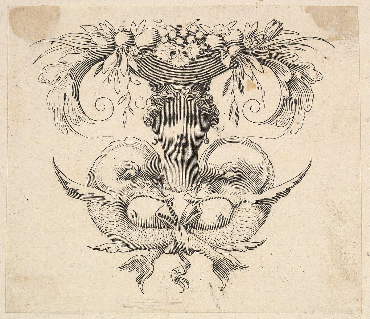 Tail-piece: Woman's Head (Cul-de-lampe: Buste de femme), Claude Mellan (French, Abbeville 1598–1688 Paris), Engraving 