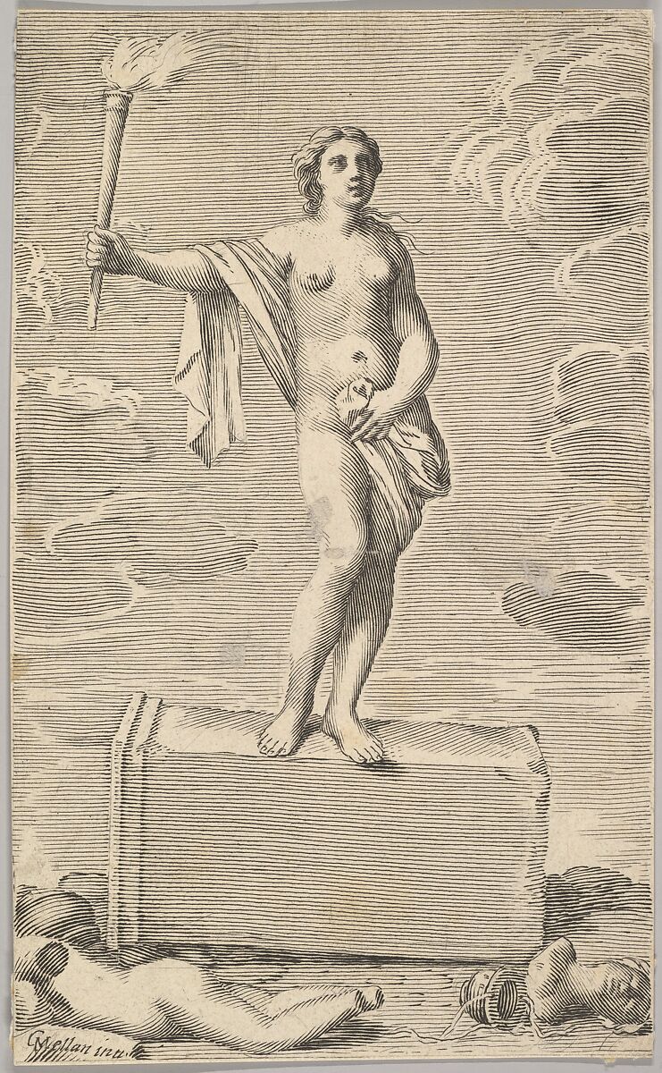 Feminine Figure, Claude Mellan (French, Abbeville 1598–1688 Paris), Engraving; first state of three (BN) 