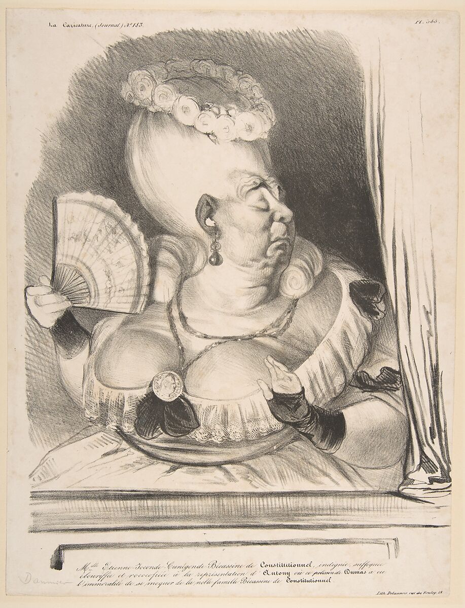 Mlle. Etienne-Joconde-Cunégonde-Bécassin de Constitutionnel..., Honoré Daumier (French, Marseilles 1808–1879 Valmondois), Lithograph 