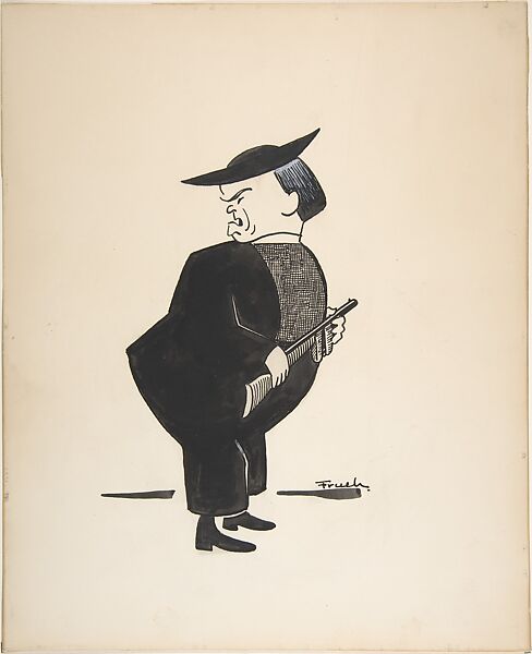 Victor Moore as Moonface Martin in "Anything Goes", Alfred J. Frueh (American, Lima, Ohio 1880–1968 Sharon, Connecticut), Ink and wash, heightened with white over graphite 