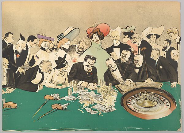 La Roulette in the Casino, from Monte-Carlo, 2nd Serie, Georges Goursat [Sem] (French, Perigueux 1863–1934 Paris), Color lithograph 