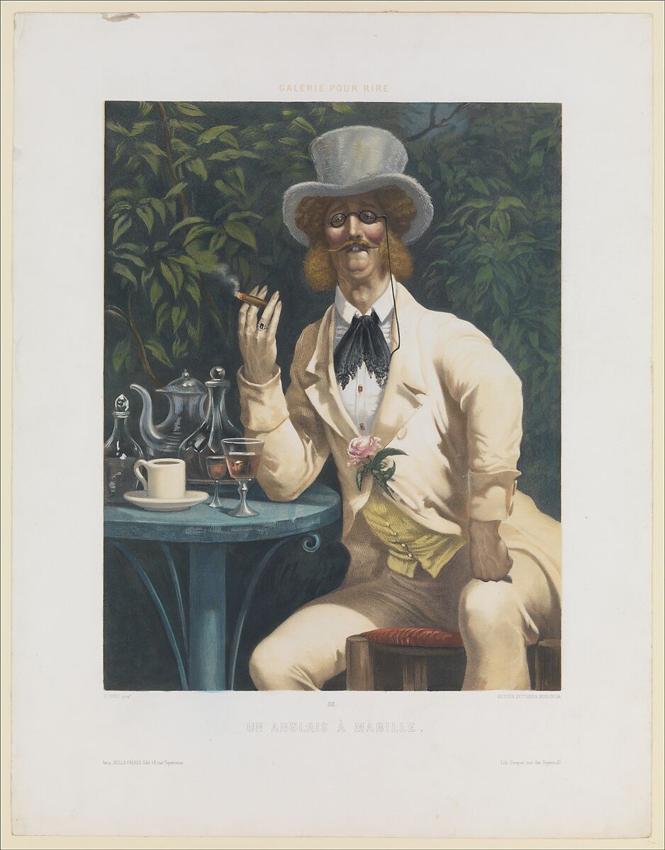 An Englishman at Mabille (Un Anglais à Mabille), from "Galerie pour Rire," no. 34, After Gustave Doré (French, Strasbourg 1832–1883 Paris), Color lithograph 