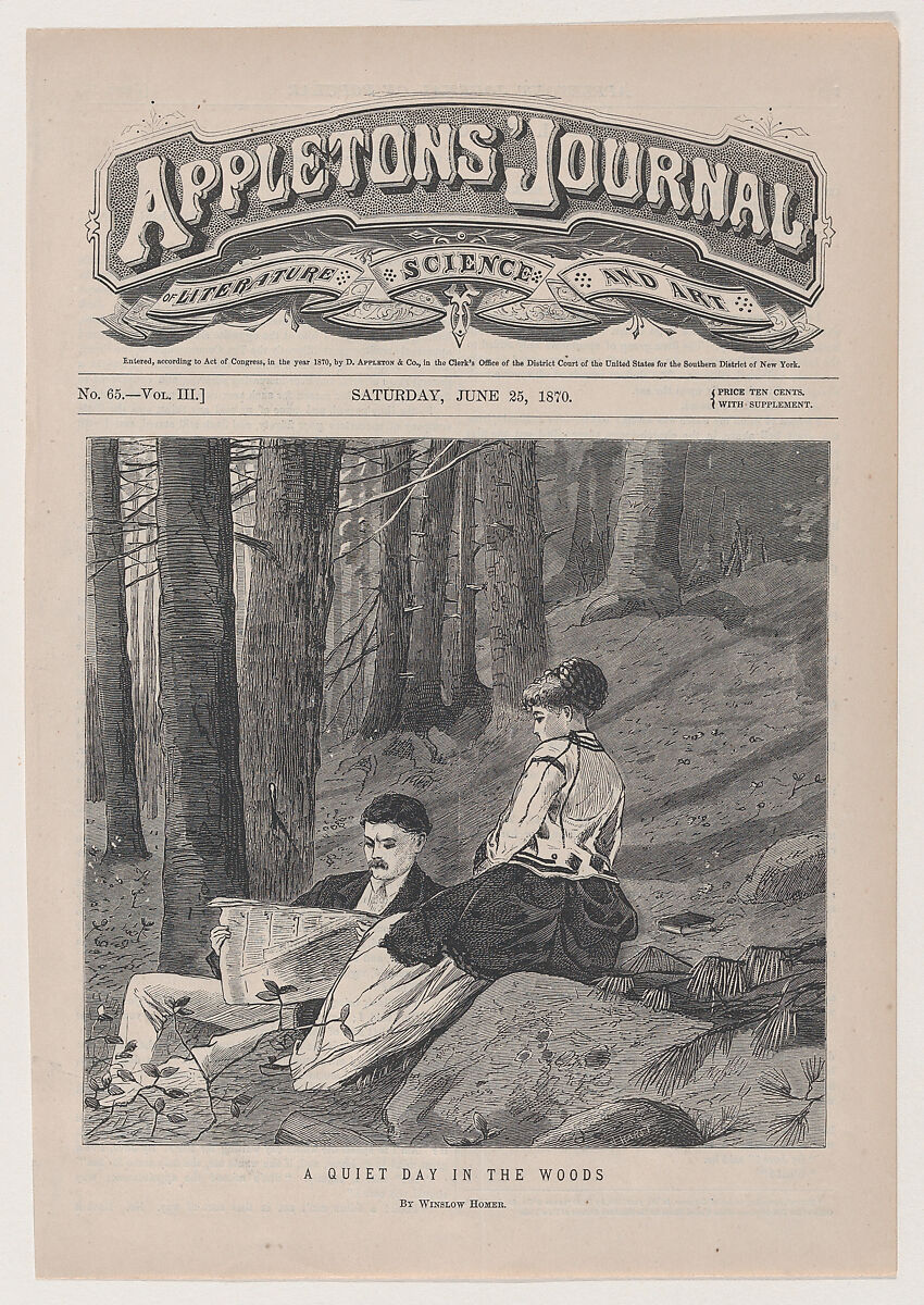 A Quiet Day in the Country (from "Appleton's Journal," Vol. III), Formerly attributed to Winslow Homer (American, Boston, Massachusetts 1836–1910 Prouts Neck, Maine), Wood engraving 