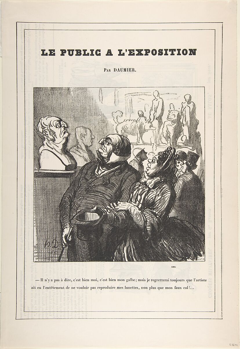 There's no denying it's me!..., from 'The public at the exhibition,' published in Le Petit Journal pour Rire, June 18, 1864, Honoré Daumier (French, Marseilles 1808–1879 Valmondois), Lithograph on newsprint; third state of three (Deltiel) 