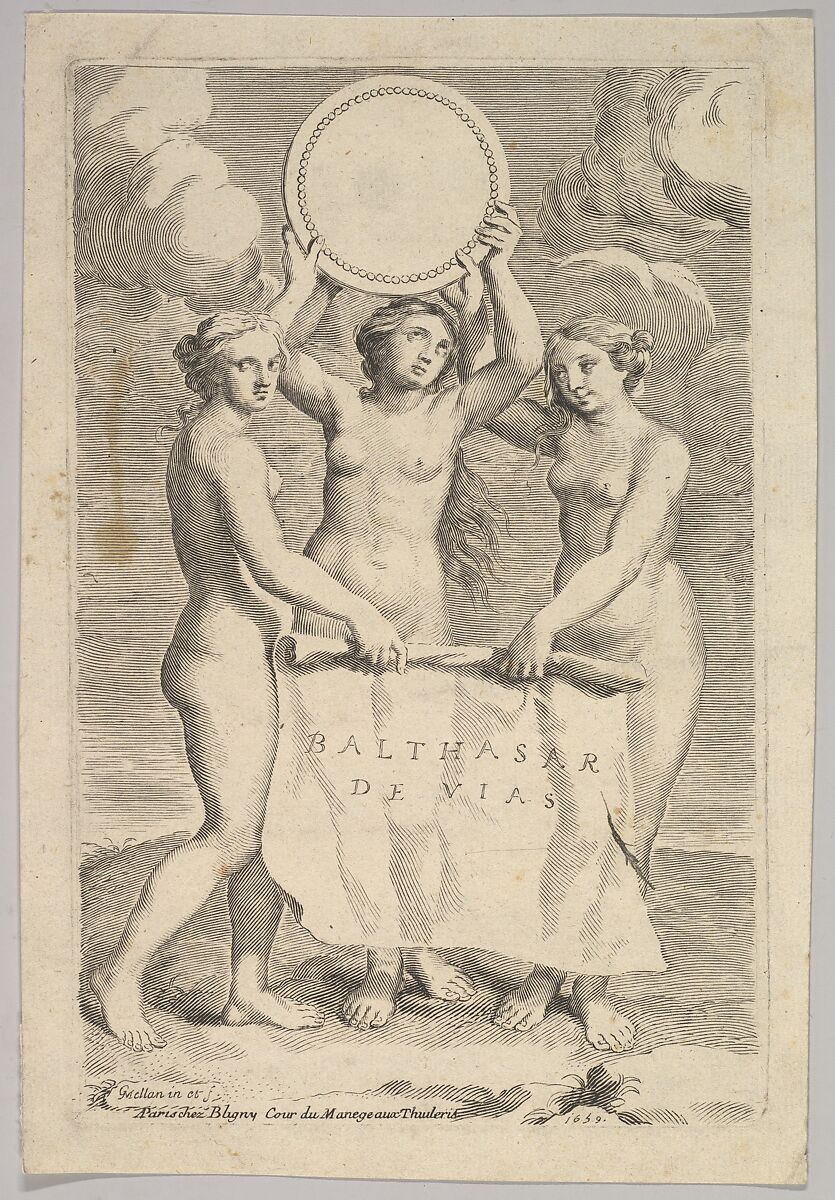 The Three Graces, Claude Mellan (French, Abbeville 1598–1688 Paris), Engraving; unrecorded state 