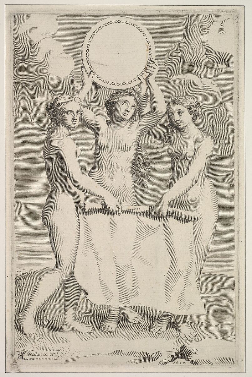 The Three Graces, Claude Mellan (French, Abbeville 1598–1688 Paris), Engraving; first state of four (BN) 