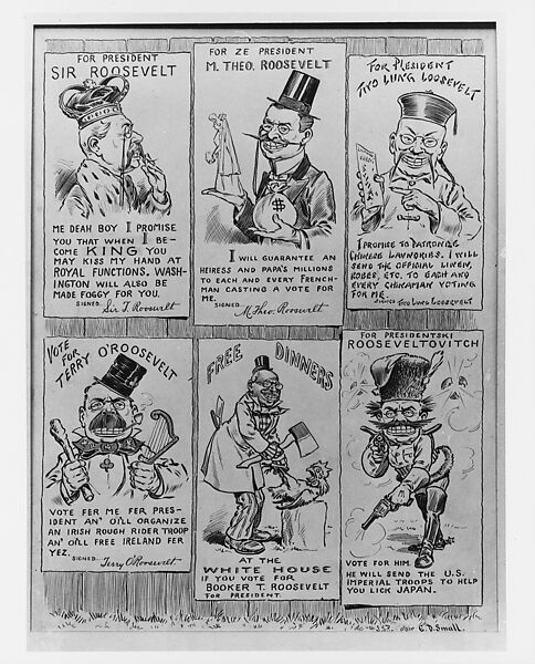 Theodore Roosevelt Campaign Cartoon, John S. Pughe (American, 1870–1909), Pen and black ink 