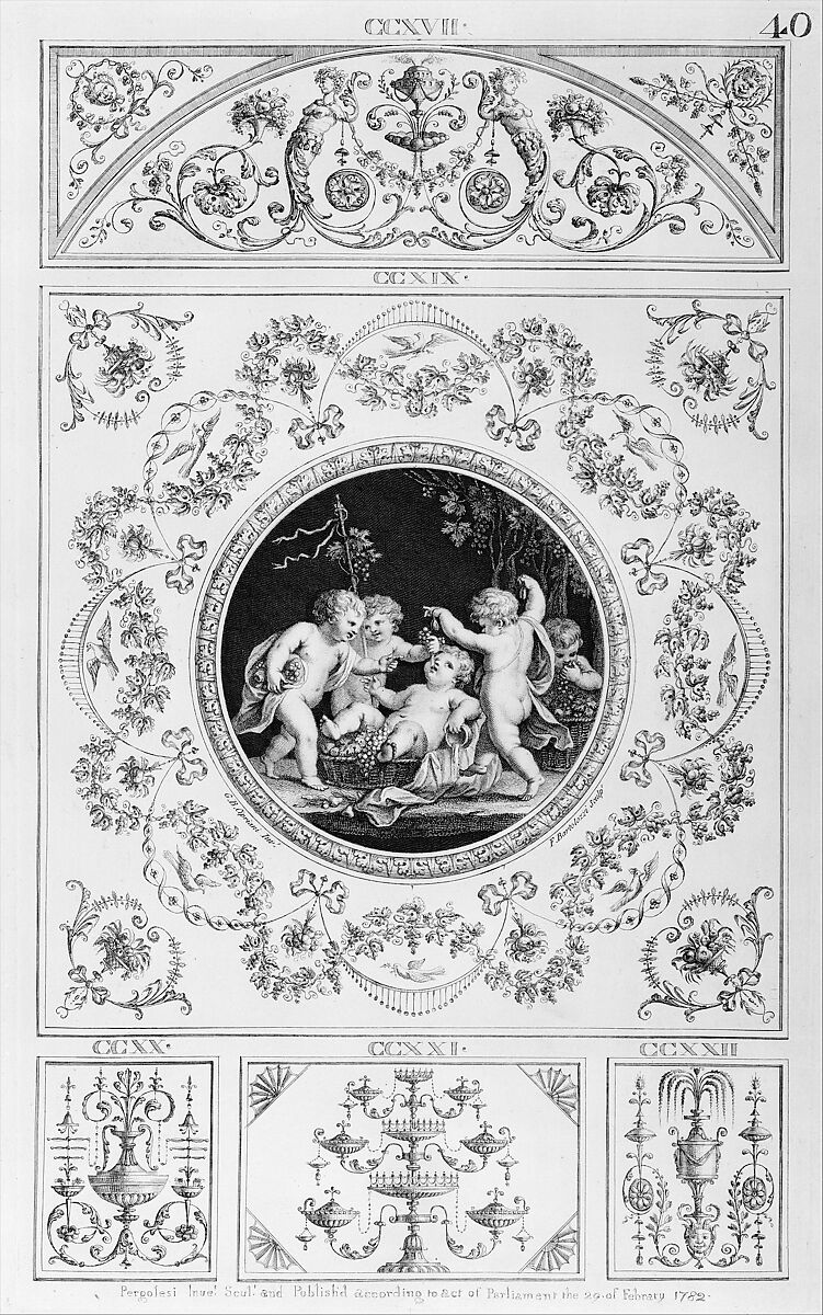 Bacchanal with Five Putti, Rondel in a Rectangular Frame (in "Designs for Various Ornaments," pl. 40), Francesco Bartolozzi (Italian, Florence 1728–1815 Lisbon), Etching 