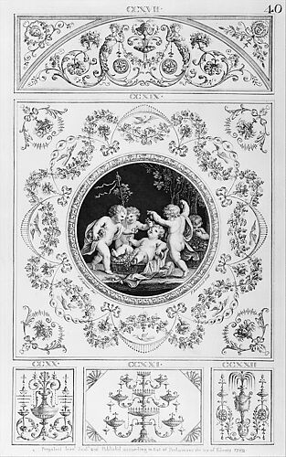 Bacchanal with Five Putti, Rondel in a Rectangular Frame (in 