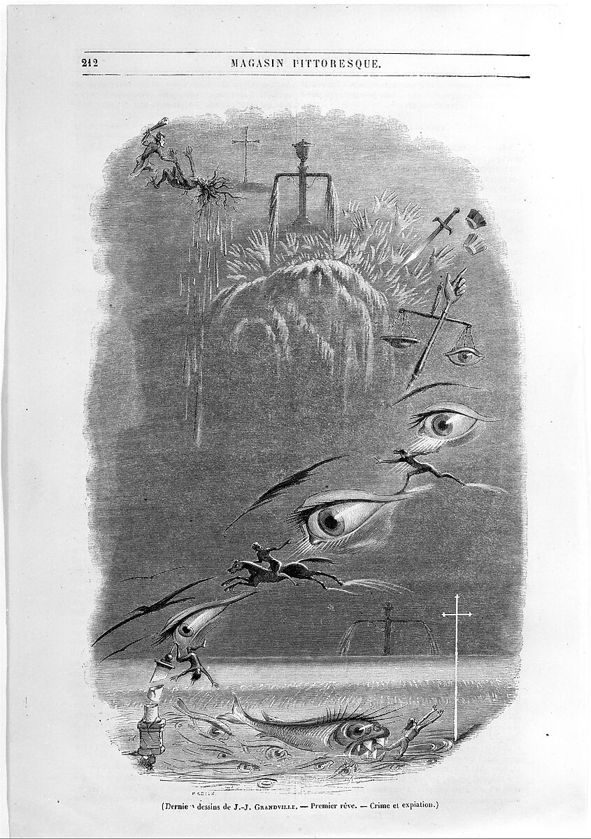 First Dream, from "Le Magasin Pittoresque", After J. J. Grandville (French, Nancy 1803–1847 Vanves), Wood engraving