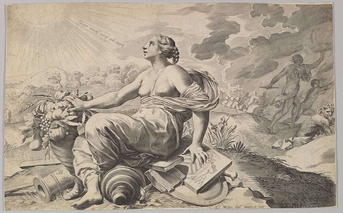 Allegory of France with the Arms of Richelieu (Allégorie sur la Paix), Claude Mellan (French, Abbeville 1598–1688 Paris), Engraving; first state of two 