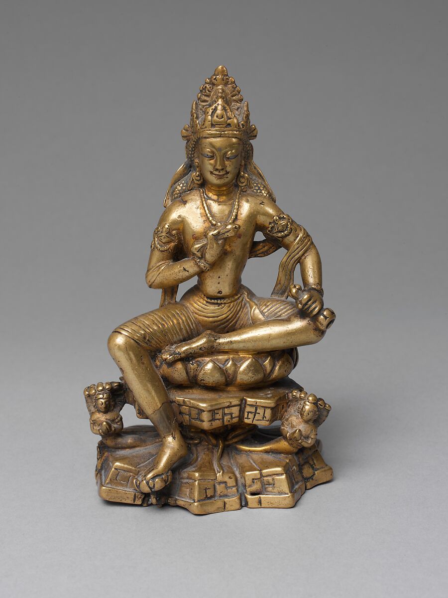 The Bodhisattva Vajrasattva, Brass with silver inlay, India, Kashmir 