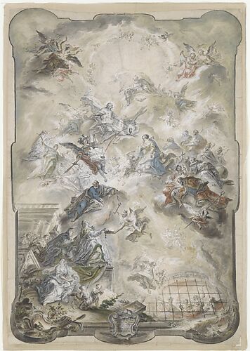 Design for a Wall Panel or Ceiling with The Virgin and Saints Interceding before Christ for the Souls of the Lost