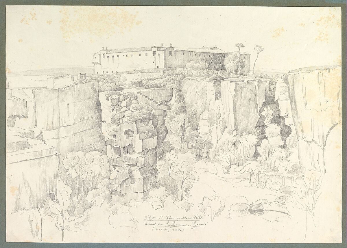 Cloister in Syracuse, Anton Hallmann (German, Hannover 1812–1845 Livorno), Graphite 