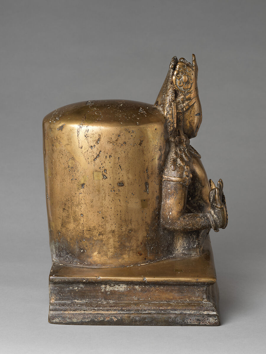 Linga with Face of Shiva (Ekamukhalinga), Brass with copper and silver inlay, India (Jammu and Kashmir, ancient kingdom of Kashmir)