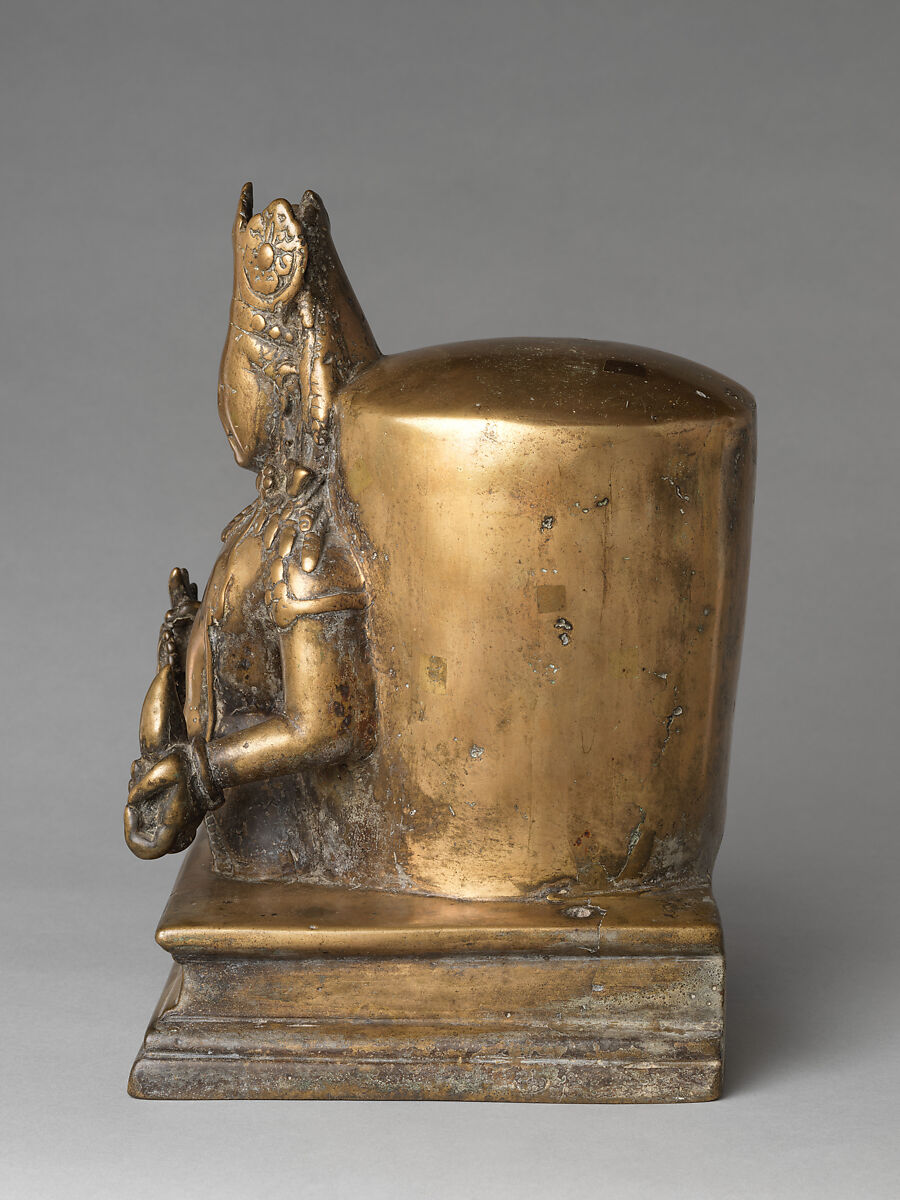 Linga with Face of Shiva (Ekamukhalinga), Brass with copper and silver inlay, India (Jammu and Kashmir, ancient kingdom of Kashmir)