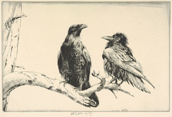 Conversation Piece - Ravens, Henry Emerson Tuttle  American, Drypoint; first state