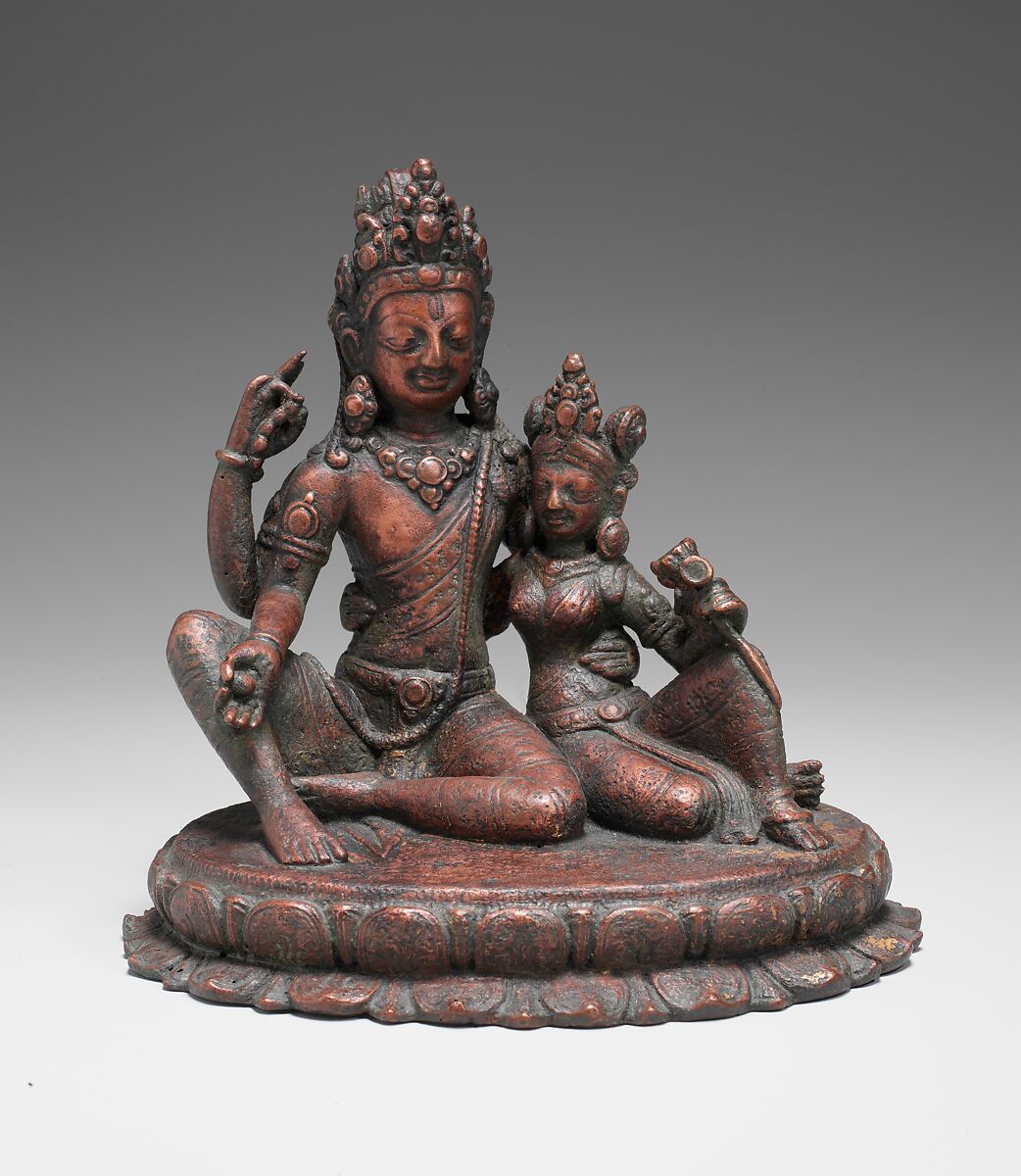 Shiva Seated with Uma (Umamaheshvara), Copper alloy, Nepal (Kathmandu Valley) 