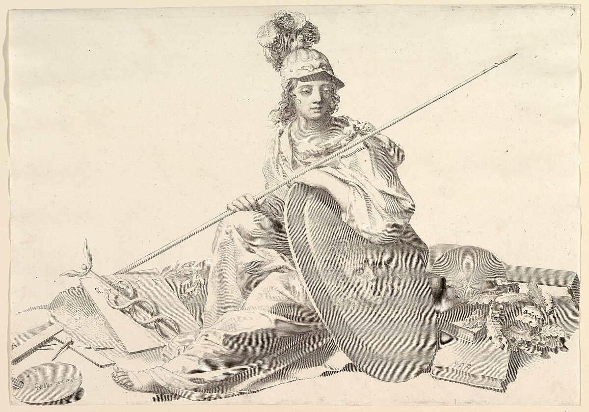 Minerva, Claude Mellan (French, Abbeville 1598–1688 Paris), Engraving; first state of two 