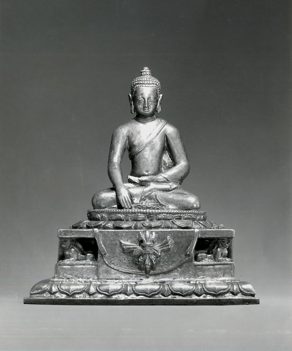 Akshobhya, the Transcendent Buddha of the East, Copper with gold paint, Nepal (Kathmandu Valley) 