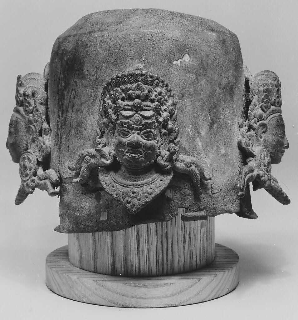 Linga Cover with Four Faces of Shiva (Caturmukhalinga), Copper alloy, Nepal (Kathmandu Valley) 