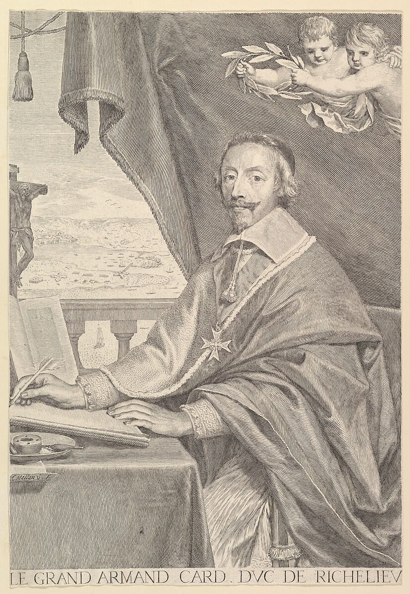 Portrait of Cardinal Richelieu, Claude Mellan (French, Abbeville 1598–1688 Paris), Engraving; first state of two 