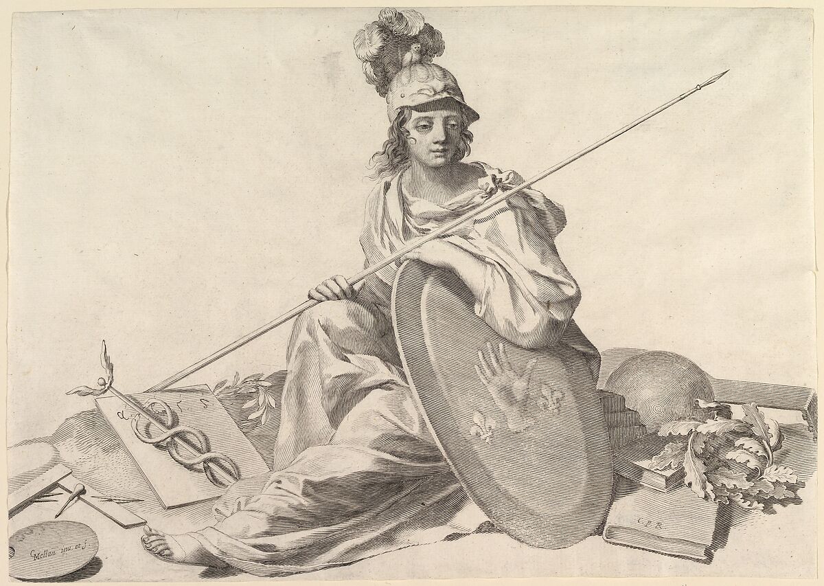 Minerva, Claude Mellan (French, Abbeville 1598–1688 Paris), Engraving; second state of two 