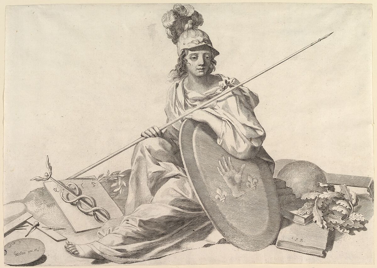 Minerva, Claude Mellan (French, Abbeville 1598–1688 Paris), Engraving; second state of two 