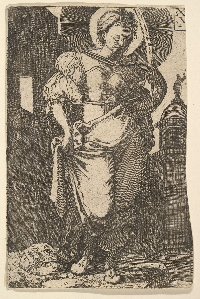 St. Barbara, Nicolaas Hogenberg (Netherlandish, Munich ca. 1500–1539 Mechelen), Etching 