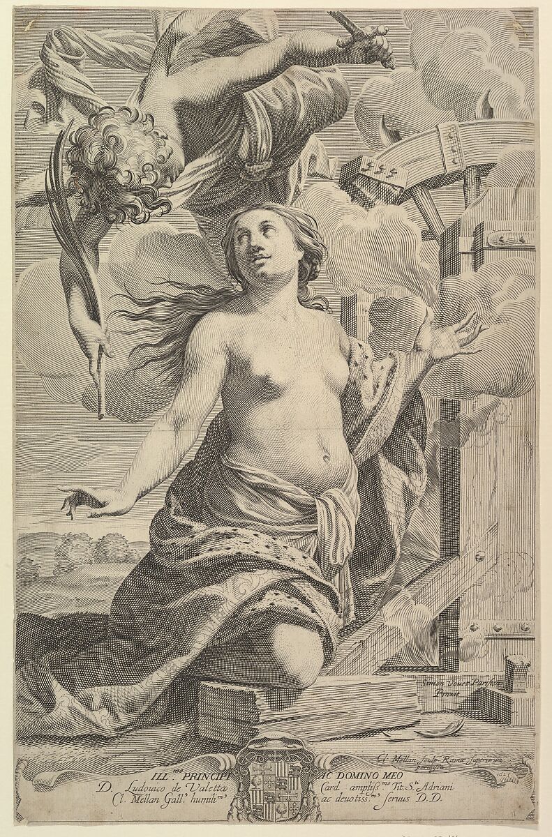 Martyrdom of St. Catherine, Claude Mellan (French, Abbeville 1598–1688 Paris), Engraving 