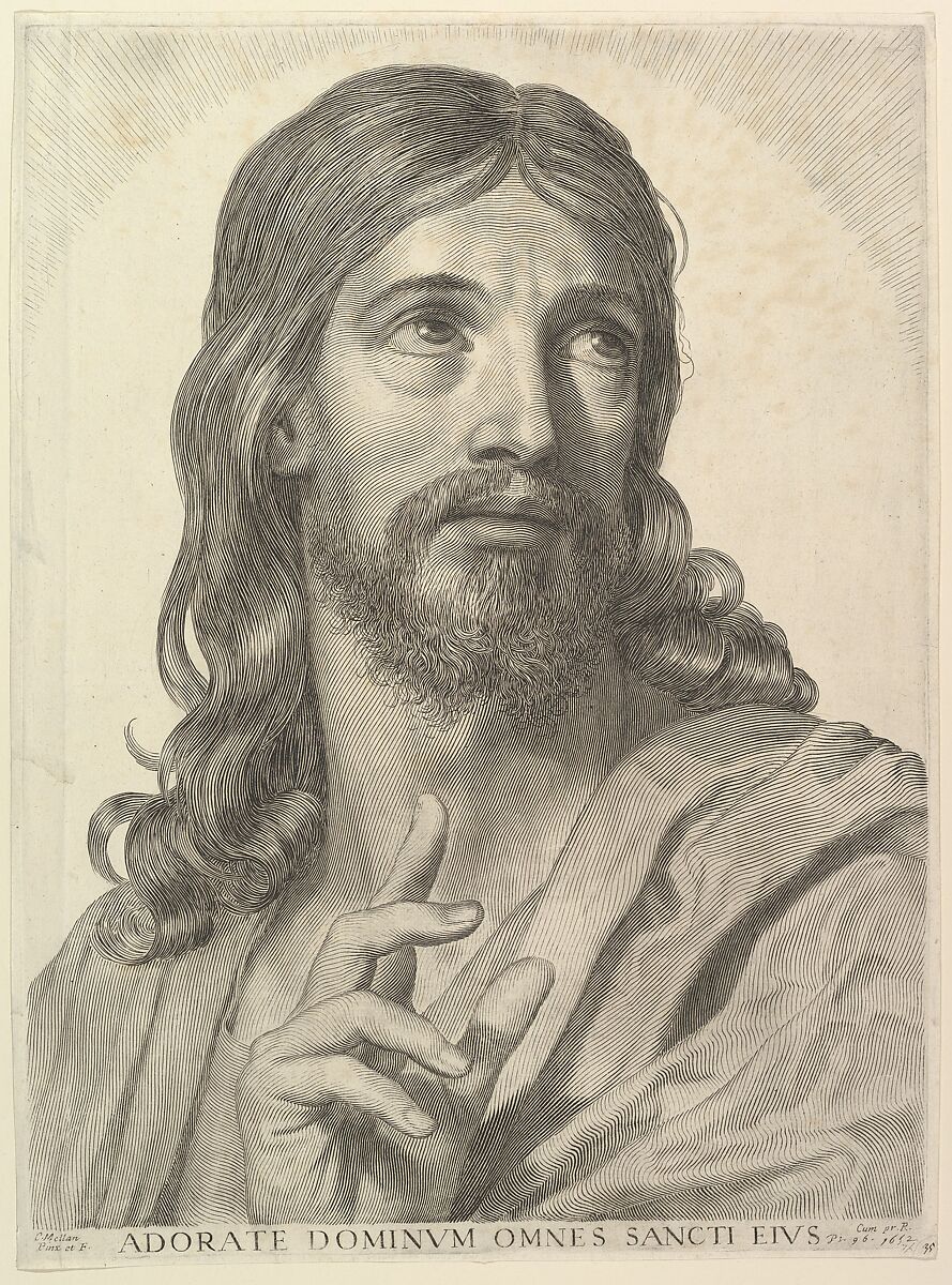 Bust of the Adult Christ, Claude Mellan (French, Abbeville 1598–1688 Paris), Engraving; second state of three (BN) 