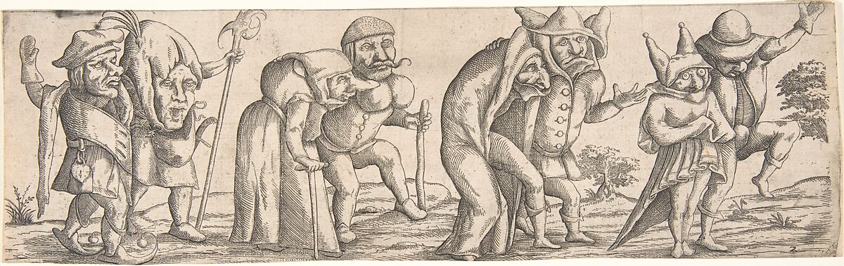 Procession of Monstrous Figures, Wendel Dietterlin, the Younger (German, active Strasbourg ca. 1614–69), Etching, frieze 1 of 8 plates 