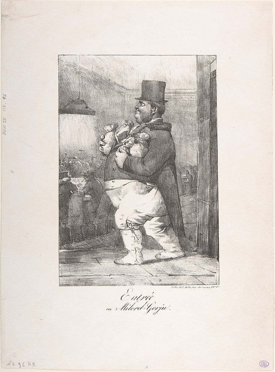 Entry, or Lord Fat Cheeks (Entrée, ou Milord-Gorju), Nicolas-Toussaint Charlet (French, Paris 1792–1845 Paris), Lithograph 