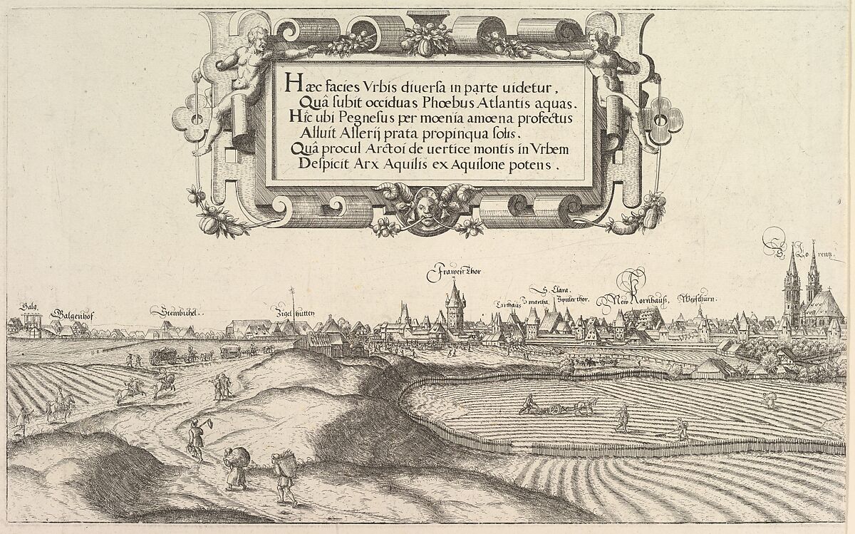 View of Nuremberg, to the east, left plate, Hanns Lautensack (German, Bamberg (?) ca. 1520–1564/66 Vienna), Etching 