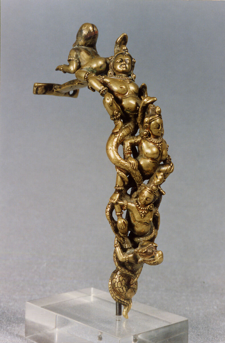 Handle with Intertwined Figures, Copper alloy, Nepal (Kathmandu Valley) 