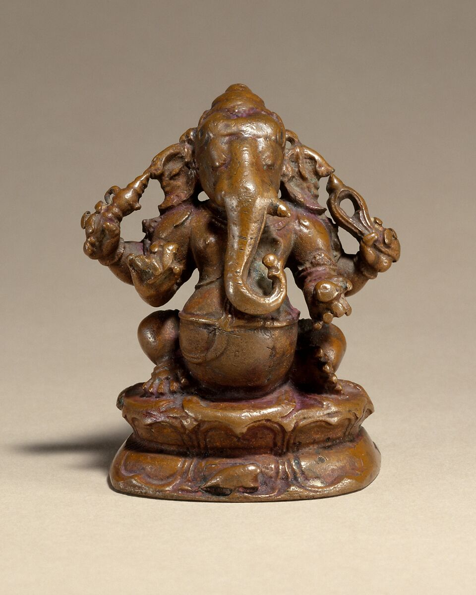 Seated Four-Armed Ganesha, Copper alloy, India (Tamil Nadu)