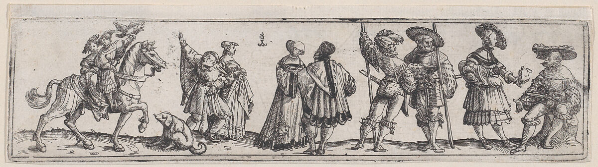 Lansquenets and ladies, Christoph Bockstorffer (German, Memmingen ca. 1480–ca. 1553 Colmar), Etching; first state of two (Hollstein)