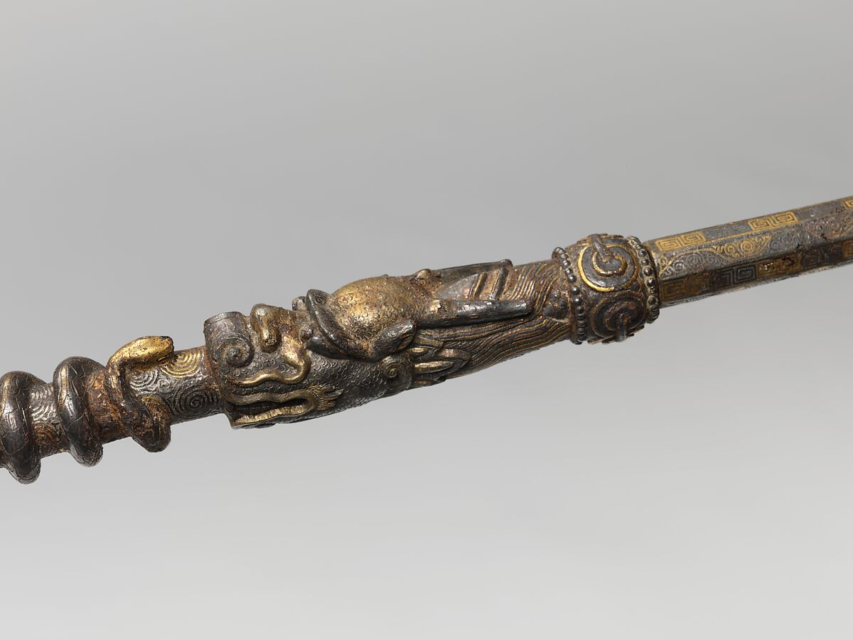 Fire-offering ladle, Iron damascened with gold and silver, Eastern Tibet, Derge, for Chinese market