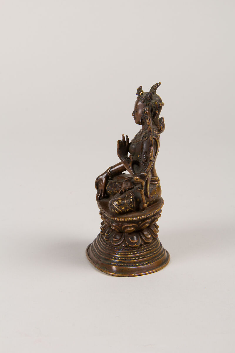 Seated Tara, the Buddhist Savior, Copper alloy inlaid with gold and silver, Tibet