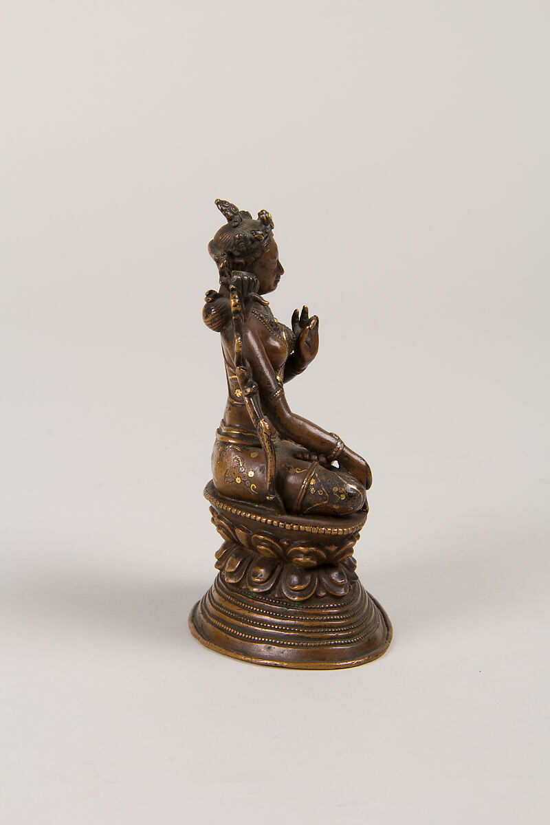 Seated Tara, the Buddhist Savior, Copper alloy inlaid with gold and silver, Tibet