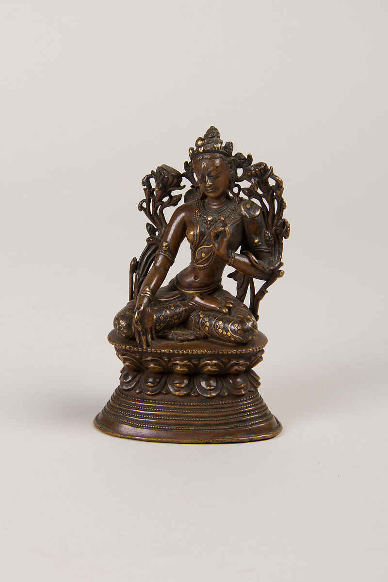 Seated Tara, the Buddhist Savior, Copper alloy inlaid with gold and silver, Tibet 