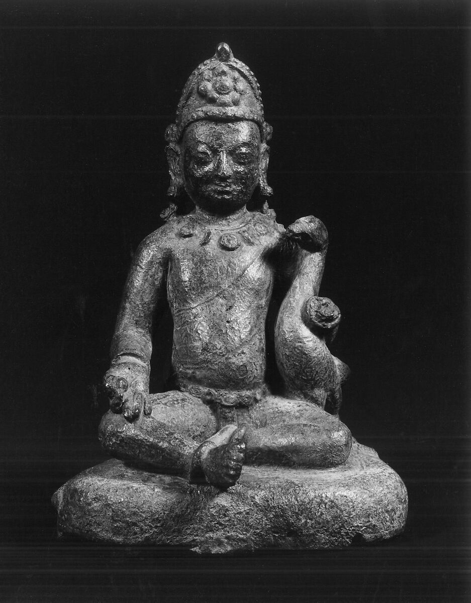 Kumara with a Peacock, Copper alloy, Nepal (Kathmandu Valley) 