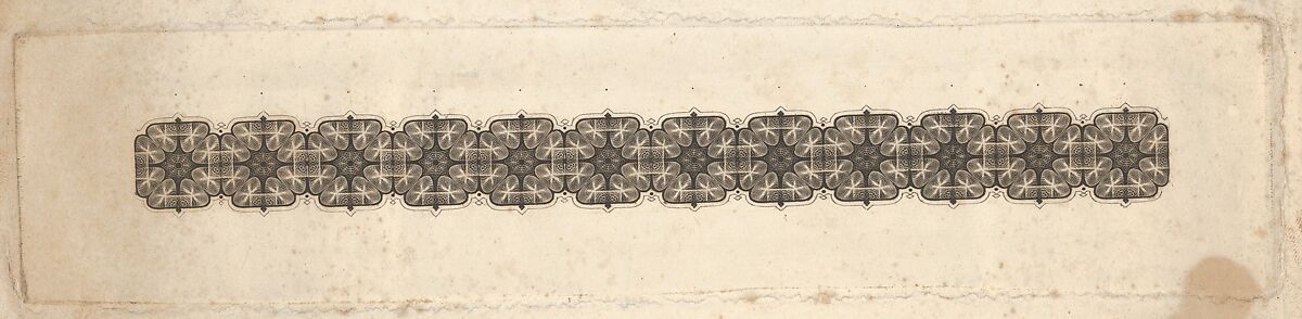 Banknote motif: band of lathe work ornament, Associated with Cyrus Durand (American, 1787–1868), Engraving on chine collé; proof 