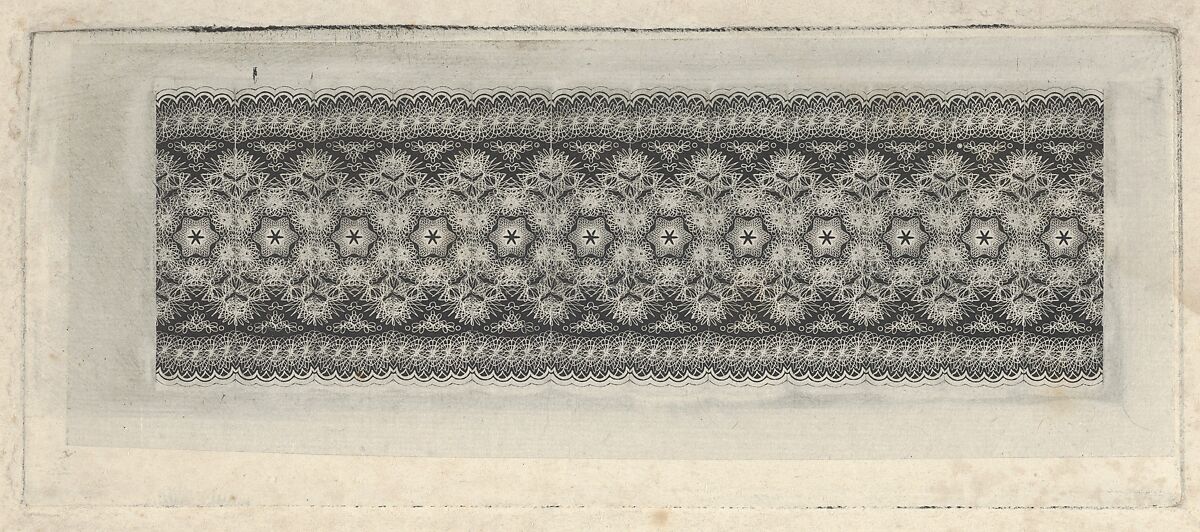 Banknote motif: band of lace-like lathe work ornament, Associated with Cyrus Durand (American, 1787–1868), Engraving on chine collé; proof 