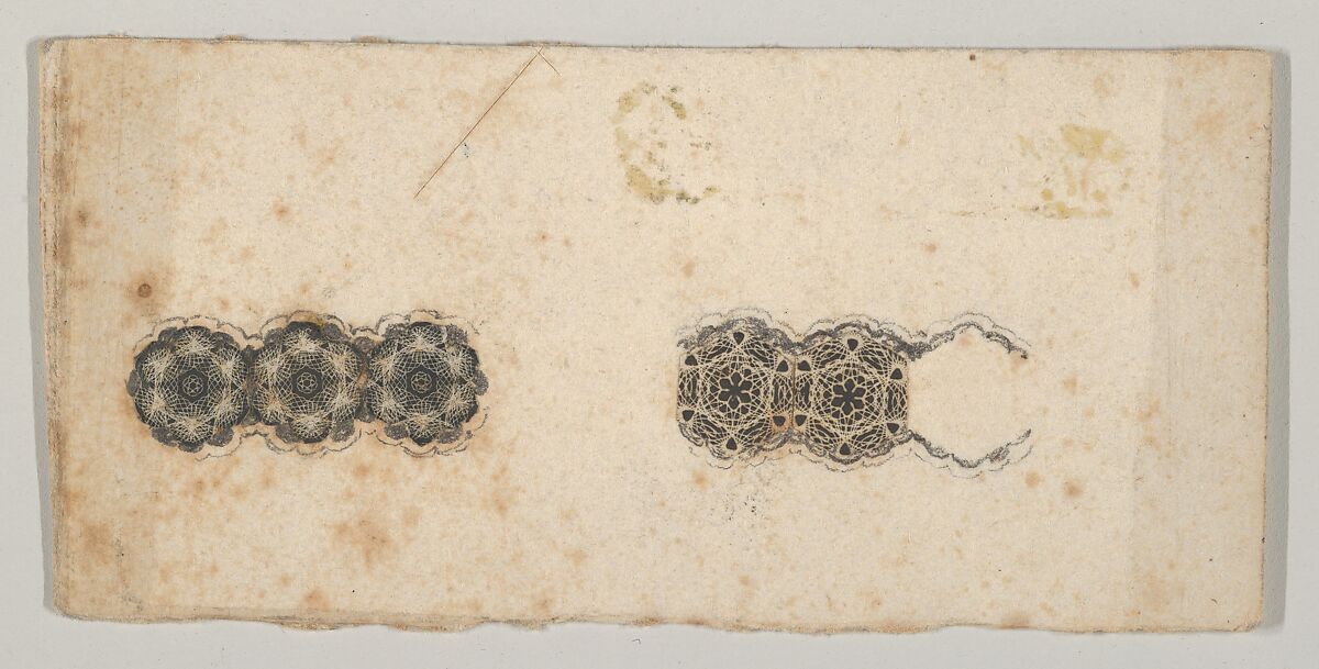Banknote motif: two bands of ornamental lathe work resembling florets and hexagons, Associated with Cyrus Durand (American, 1787–1868), Engraving; proof 