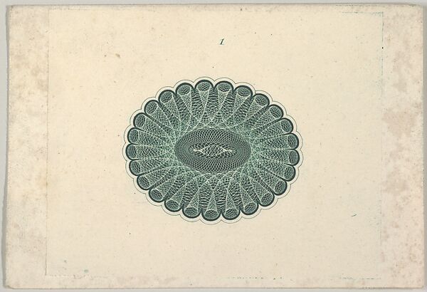Banknote motif: oval lathe work ornament resembling a lace ruff